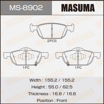 Комплект гальмівних колодок, Masuma MS-8902