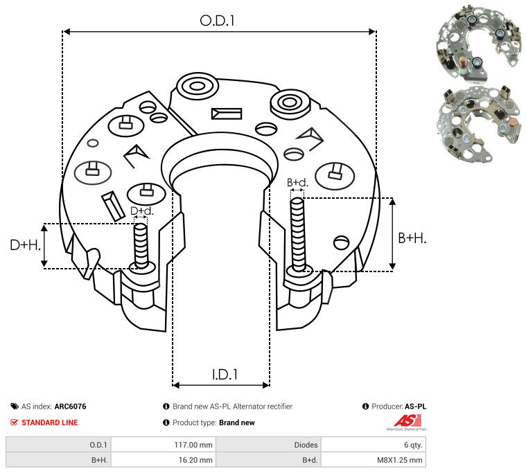 AS-PL ARC6076 Rectifier, alternator