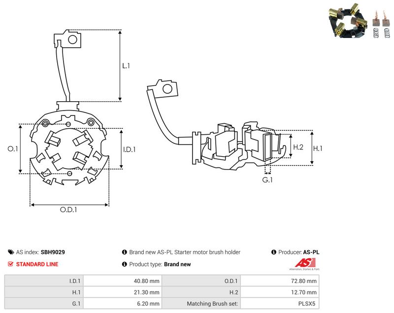 AS-PL SBH9029 Holder, carbon brushes