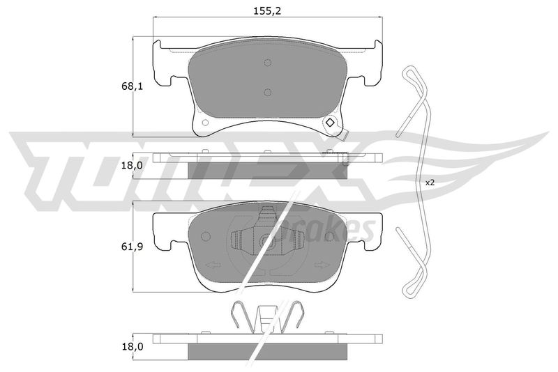 TOMEX Brakes TX 17-93 Комплект гальмівних накладок, дискове гальмо