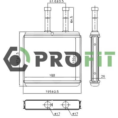 Теплообмінник, система опалення салону, Profit 1760-0102