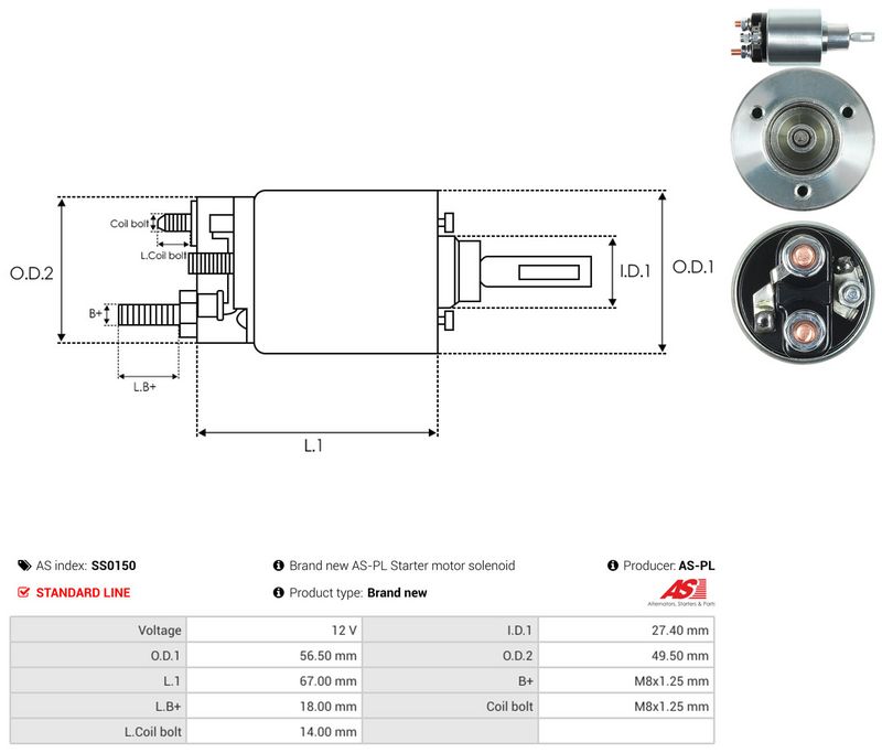 AS-PL SS0150 Solenoid Switch, starter