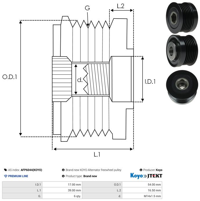 AS-PL AFP6044(KOYO) Alternator Freewheel Clutch