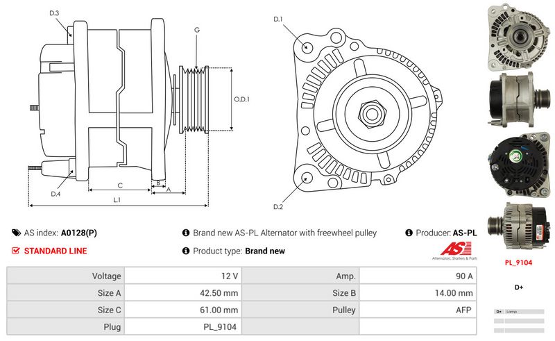 AS-PL A0128(P) Alternator