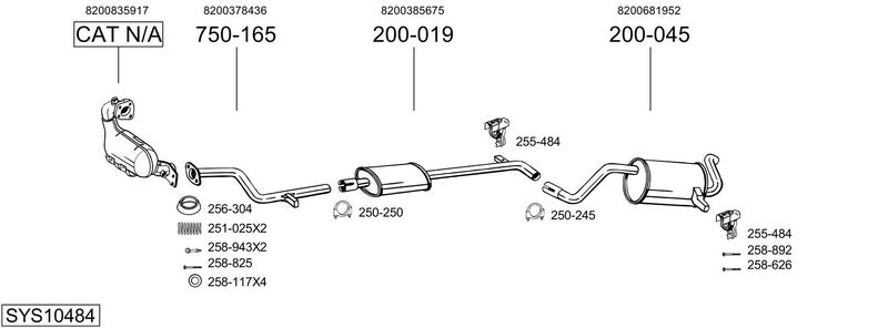 BOSAL kipufogórendszer SYS10484