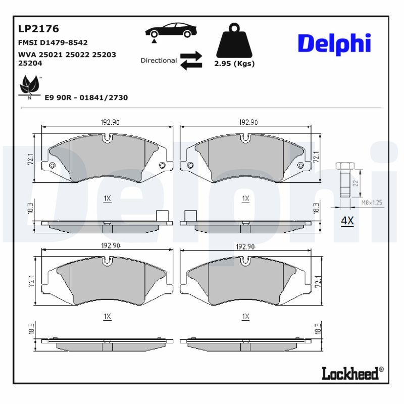Piduriklotsi komplekt, ketaspidur, DELPHI LP2176