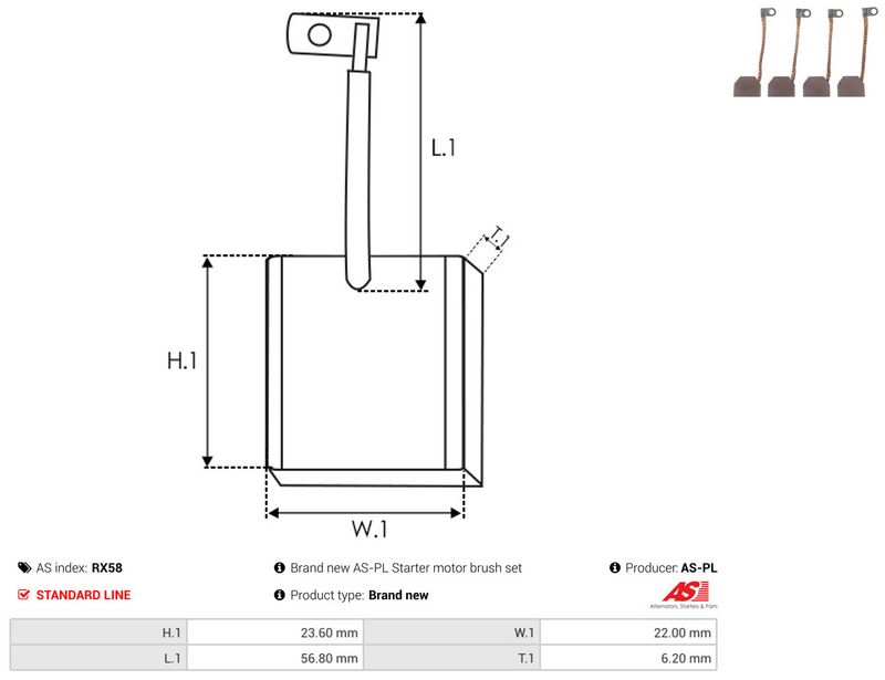 AS-PL RX58 Carbon Brush, starter