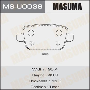 Комплект гальмівних колодок, Masuma MS-U0038