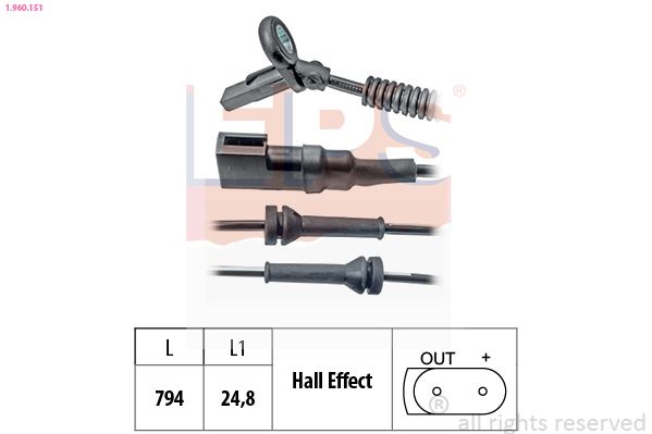 Датчик, кількість обертів колеса, Eps 1.960.151