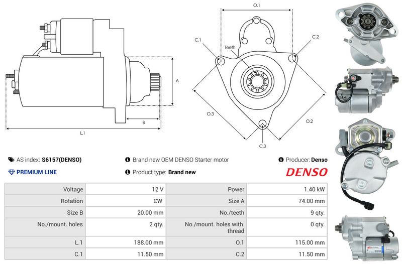 AS-PL S6157(DENSO) Starter