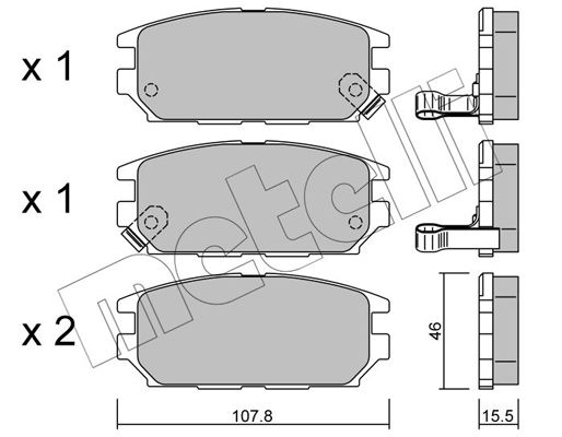 Комплект гальмівних накладок, дискове гальмо, Metelli 22-0483-0