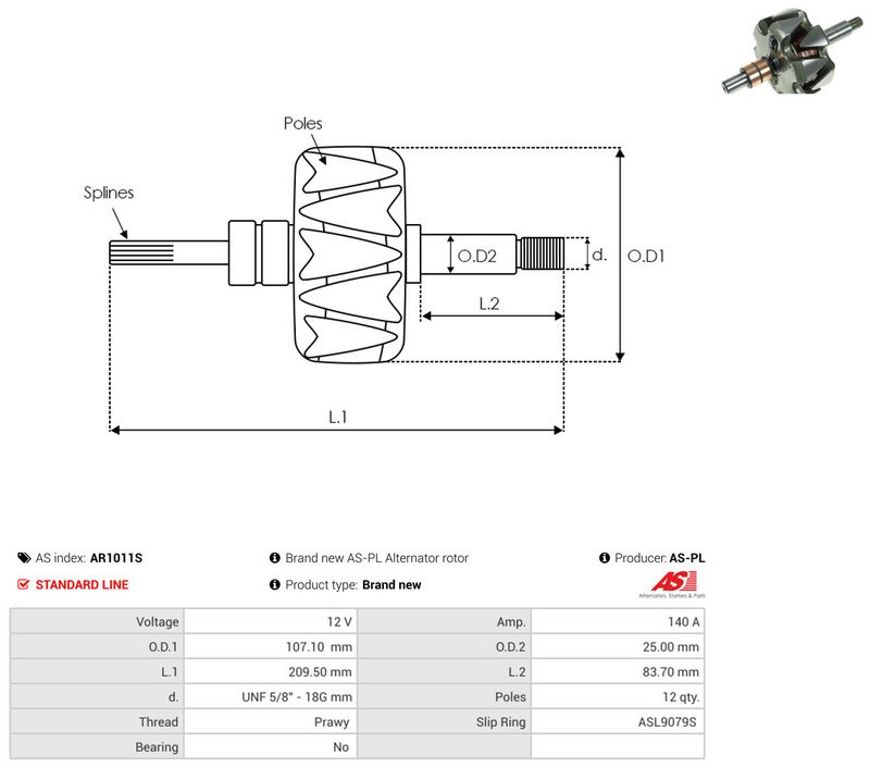 AS-PL AR1011S Rotor, alternator