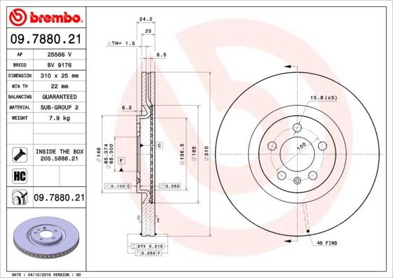 Тормозной диск BREMBO 09788021