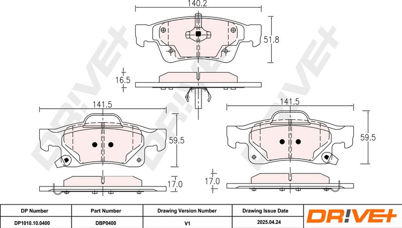 Set placute frana,frana disc DP1010.10.0400 Dr!ve+