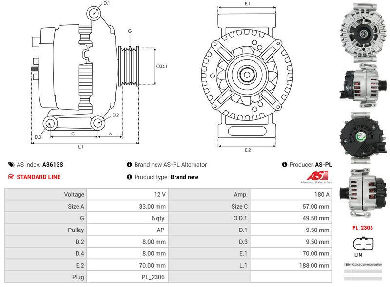 AS-PL A3613S Alternator