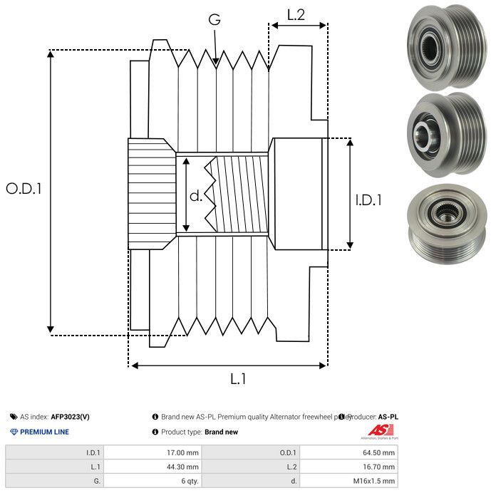 AS-PL AFP3023(V) Alternator Freewheel Clutch