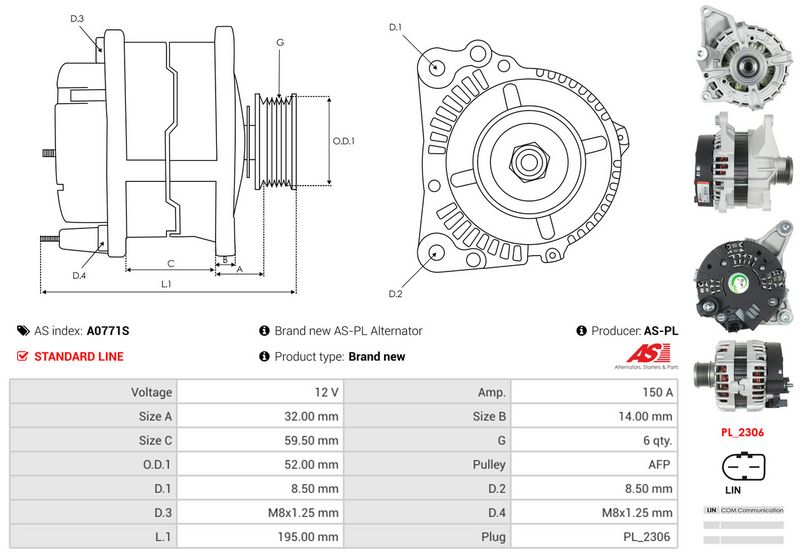 AS-PL A0771S Alternator