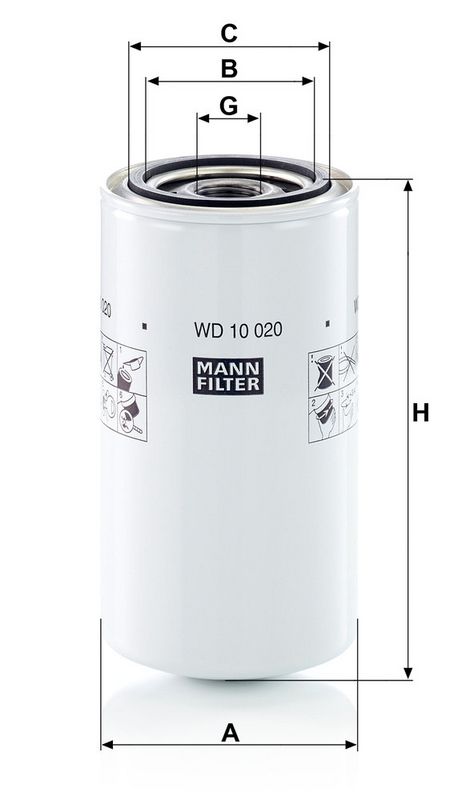Filter, tööhüdraulika, MANN-FILTER WD 10 020