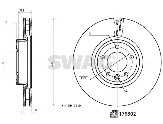 SWAG 33 10 3748 Brake Disc
