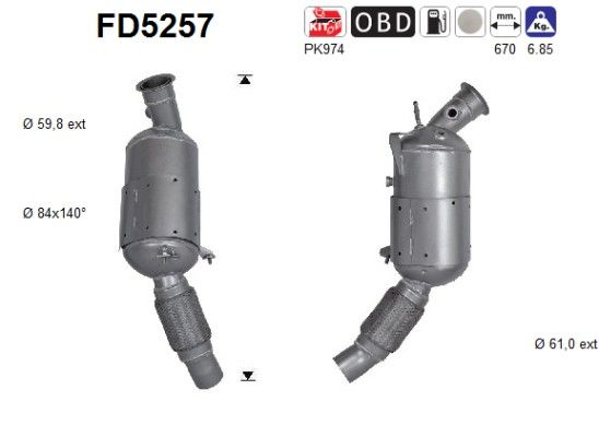 AS FD5257 Soot/Particulate Filter, exhaust system