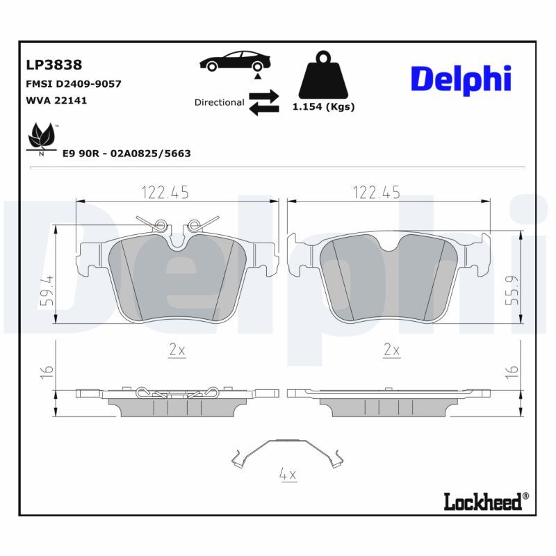 DELPHI LP3838 Brake Pad Set, disc brake