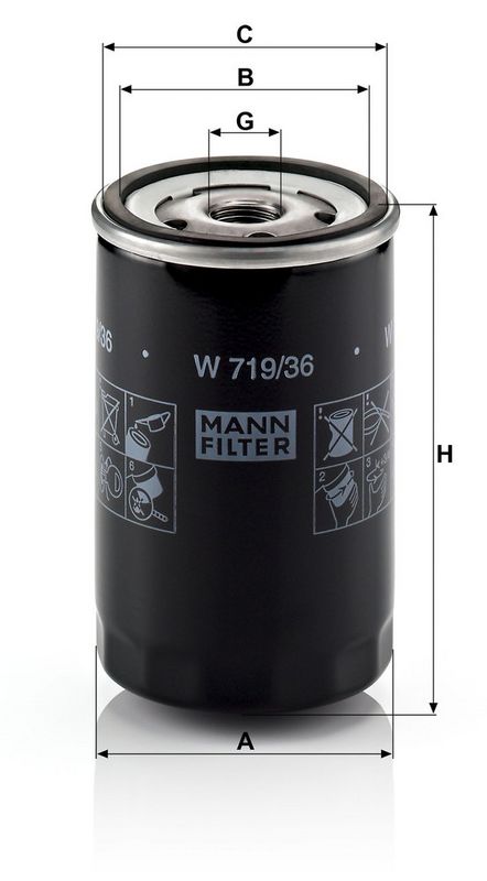 Õlifilter, MANN-FILTER W 719, 36