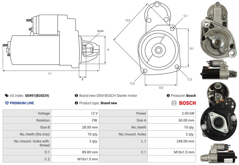 AS-PL S0491(BOSCH) Starter