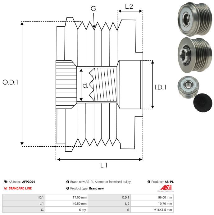 AS-PL AFP3004 Alternator Freewheel Clutch