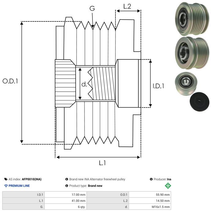 AS-PL AFP0010(INA) Alternator Freewheel Clutch