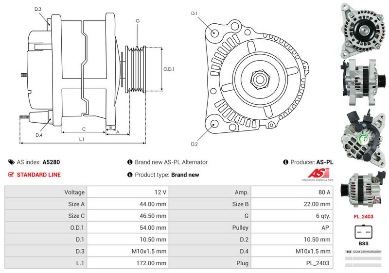 AS-PL A5280 Alternator