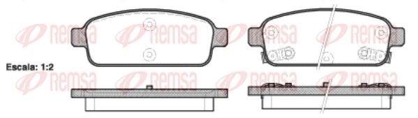 Комплект гальмівних накладок, дискове гальмо, Remsa 1432.02