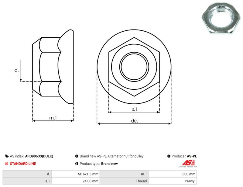 AS-PL ARS9063S(BULK) Repair Set, alternator