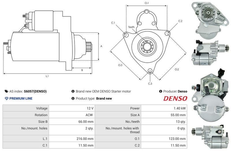 AS-PL S6057(DENSO) Starter