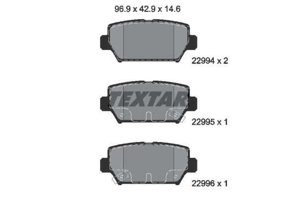 Комплект гальмівних накладок, дискове гальмо, Textar 2299401