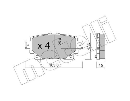 комплект спирачно феродо, дискови спирачки METELLI
