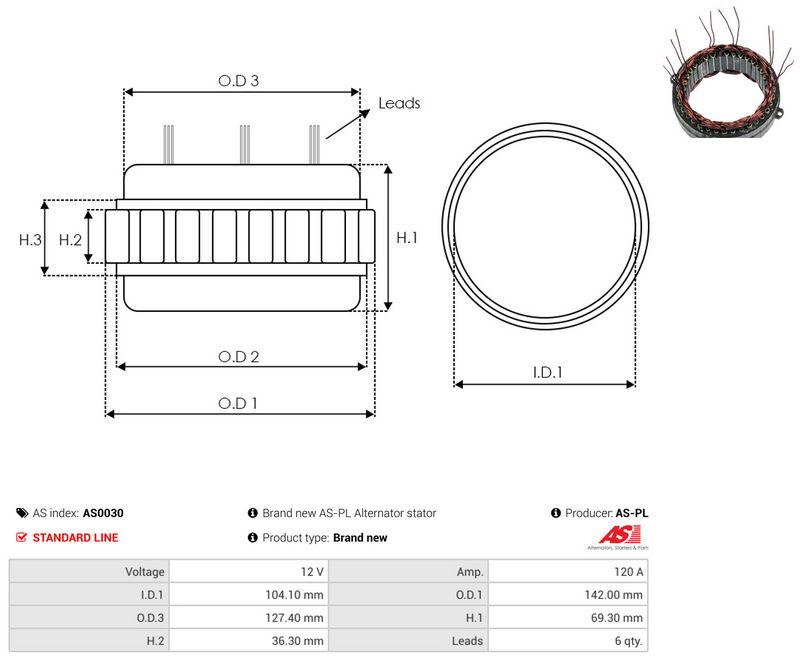 AS-PL AS0030 Stator, alternator