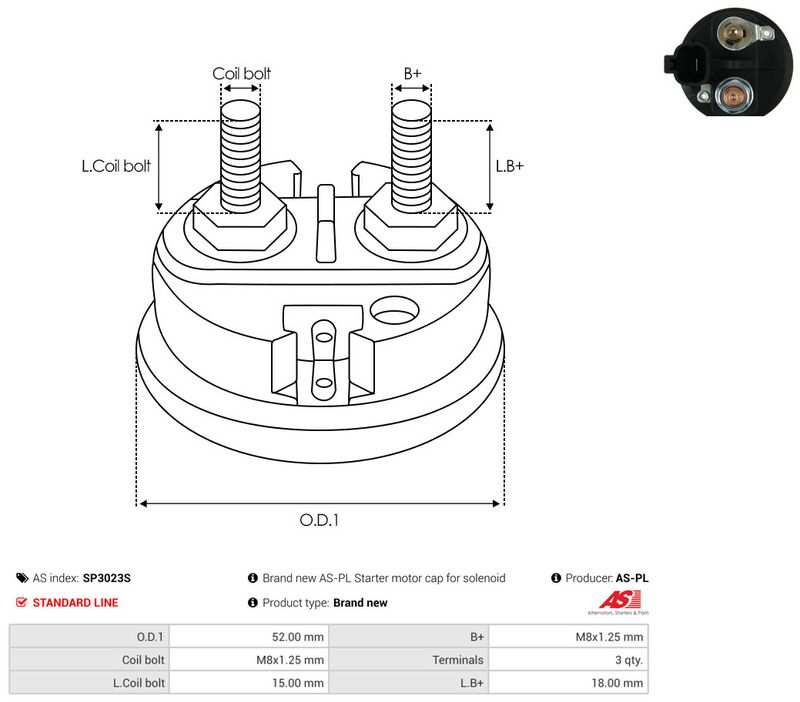 Kaas, starteri relee, AS-PL SP3023S