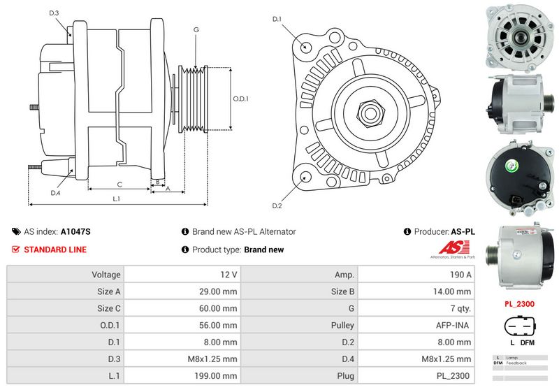 AS-PL A1047S Alternator