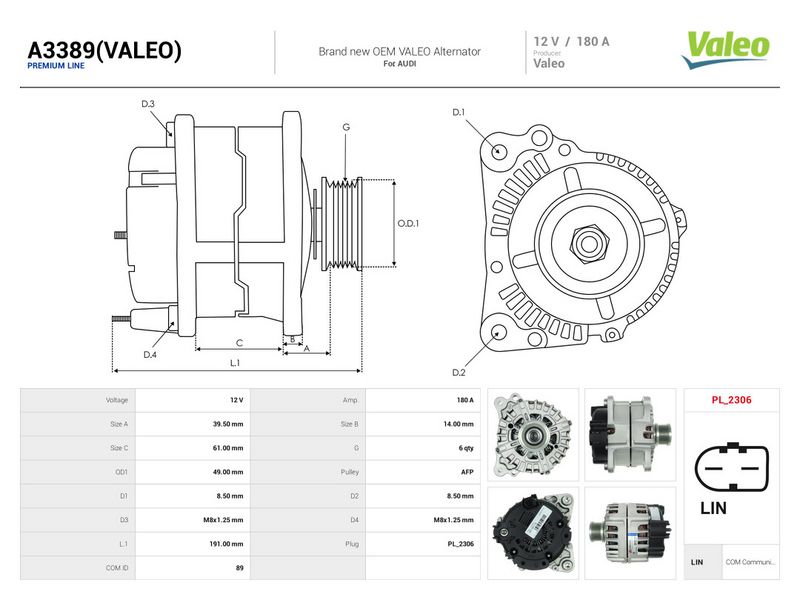 Generaator, AS-PL A3389(VALEO)