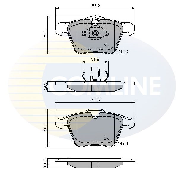 Комплект гальмівних накладок, дискове гальмо, Comline CBP01608