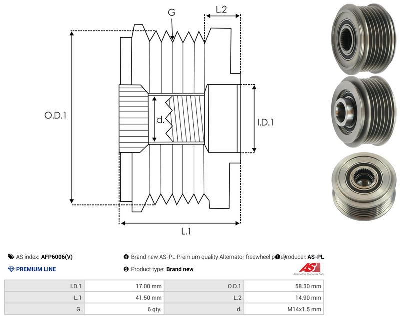 AS-PL AFP6006(V) Alternator Freewheel Clutch