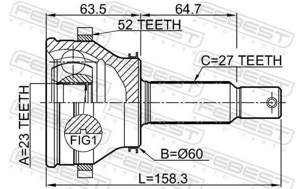 FEBEST 1210-SANFEBBRA52 Joint Kit, drive shaft