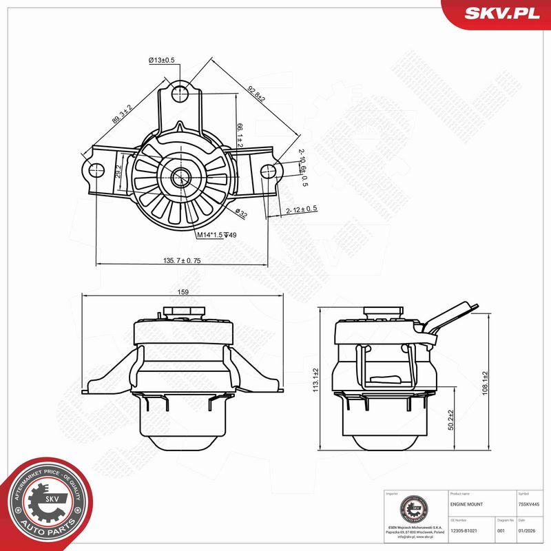 ESEN SKV 75SKV445 Mounting, engine