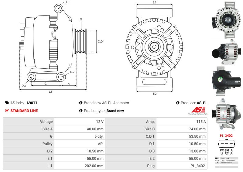 AS-PL A9011 Alternator