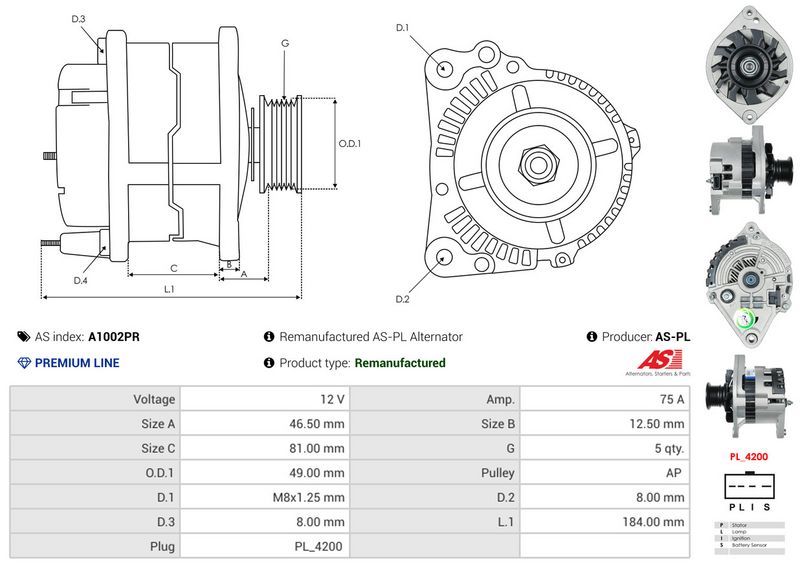 AS-PL A1002PR Alternator