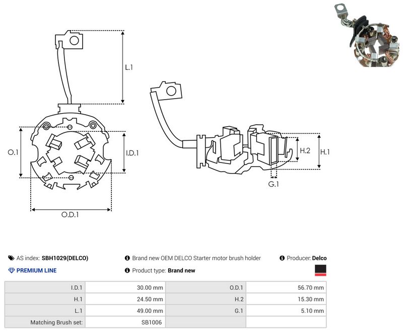 AS-PL SBH1029(DELCO) Holder, carbon brushes