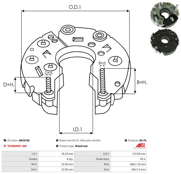AS-PL ARC0182 Rectifier, alternator