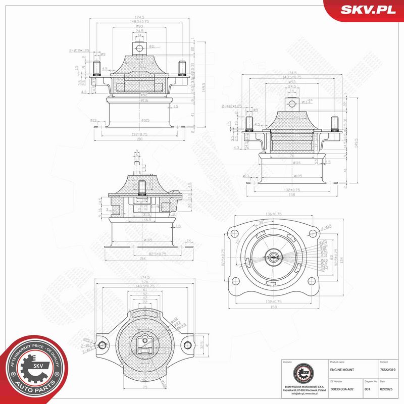 ESEN SKV 75SKV319 Mounting, engine
