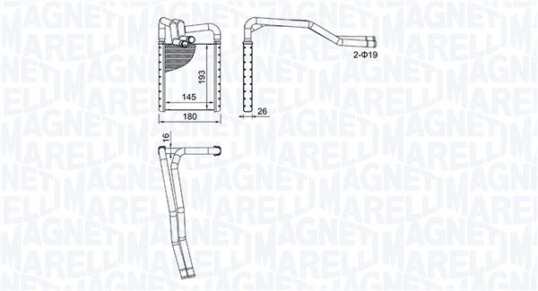 Теплообмінник, система опалення салону, Magneti Marelli 350218508000