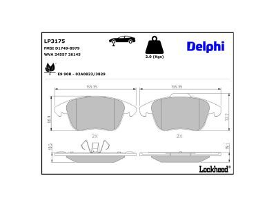 DELPHI LP3175 Diskinių stabdžių kaladėlių komplektas